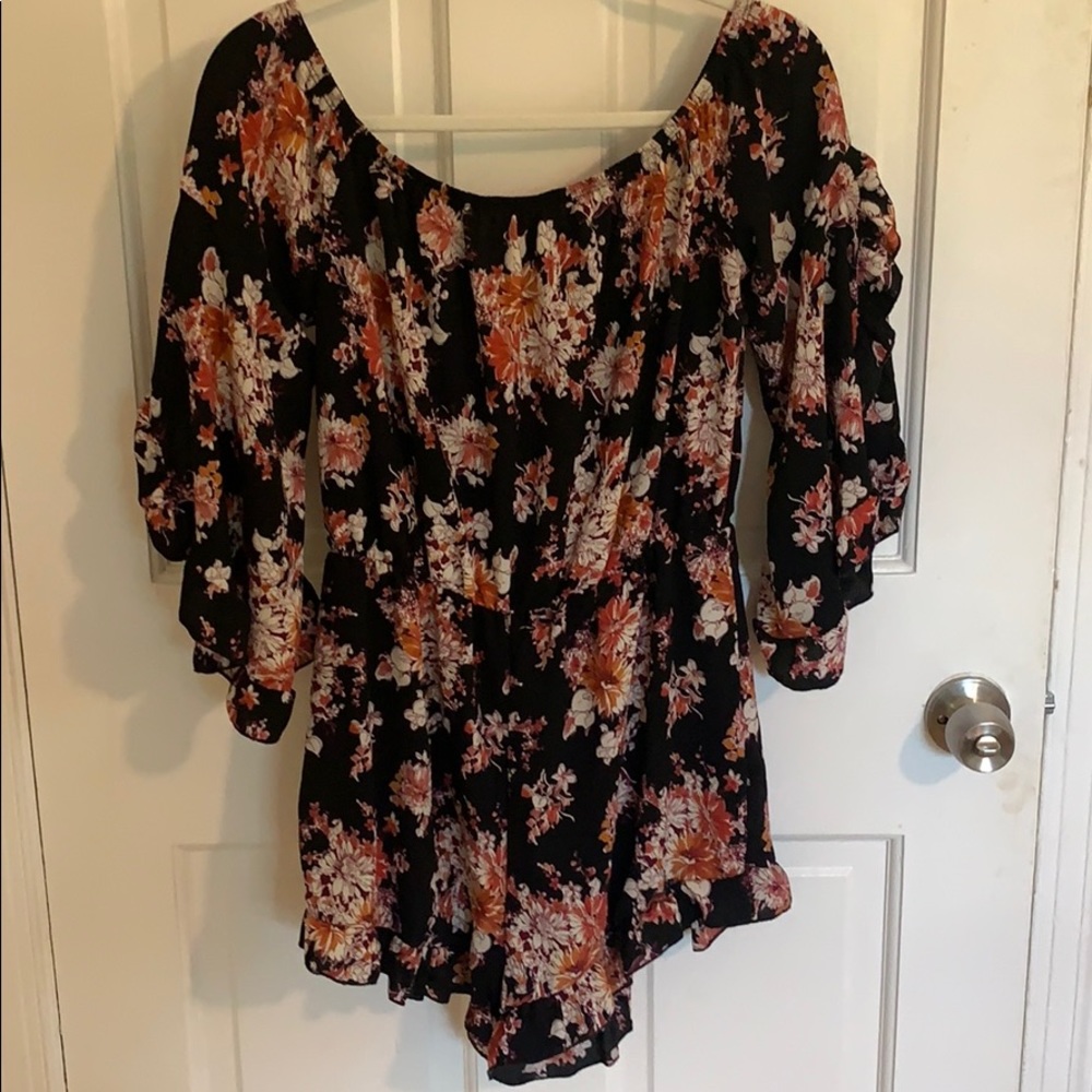Black Floral Romper